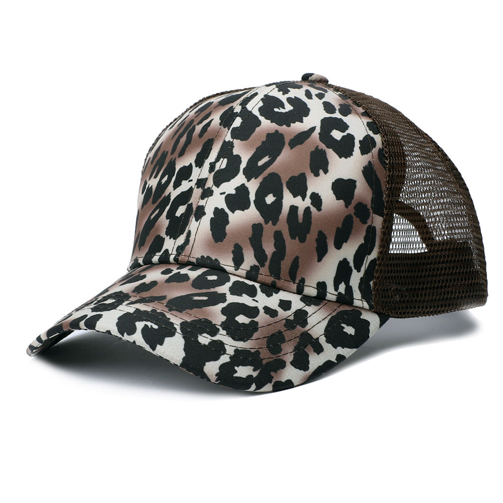 Wholesale Western Style Leopard Print Mesh Cap Ponytail Cap Baseball Cap Hat ACC-HT-RongZhao007