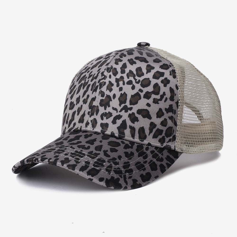 Wholesale Western Style Leopard Print Mesh Cap Ponytail Cap Baseball Cap Hat ACC-HT-RongZhao007