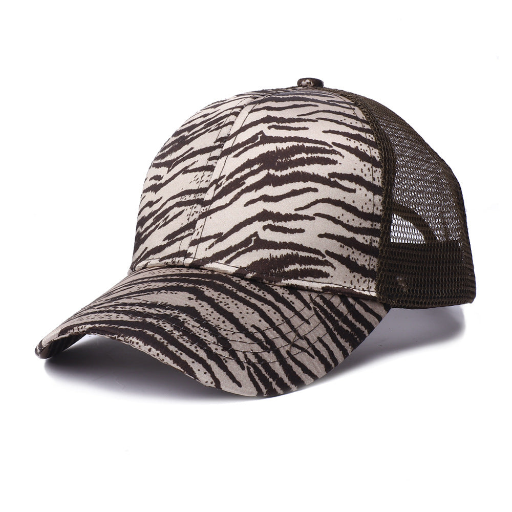 Wholesale Western Style Leopard Print Mesh Cap Ponytail Cap Baseball Cap Hat ACC-HT-RongZhao007