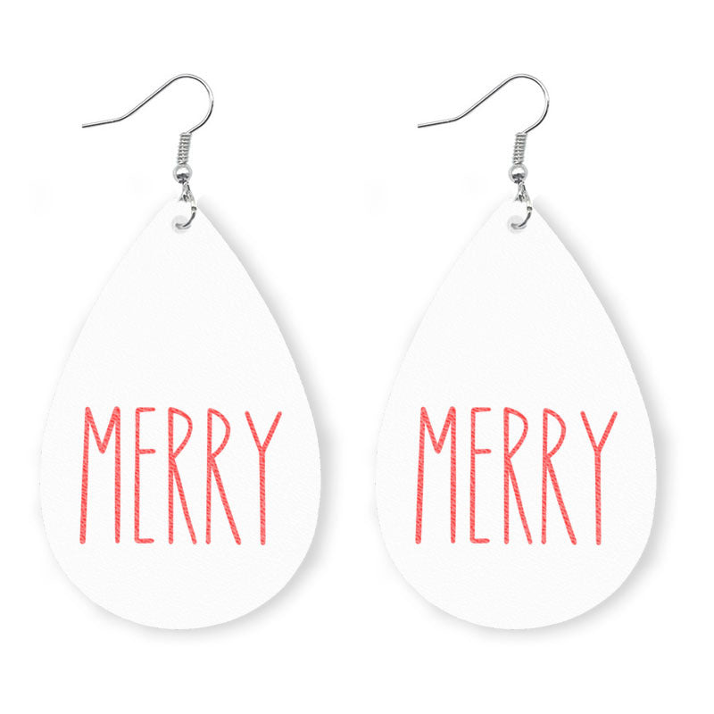 Wholesale 2 Pairs/Pack Christmas Elk Snowman Leather Earrings ACC-ES-HY174