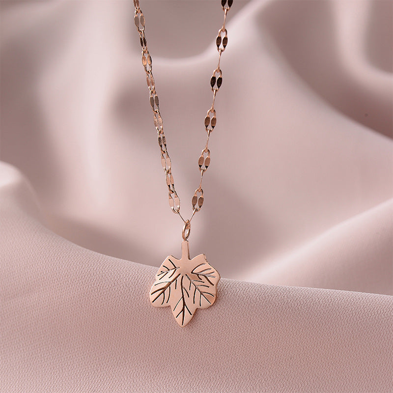 Wholesale Titanium Steel Stainless Steel Butterfly Double Ring Necklace