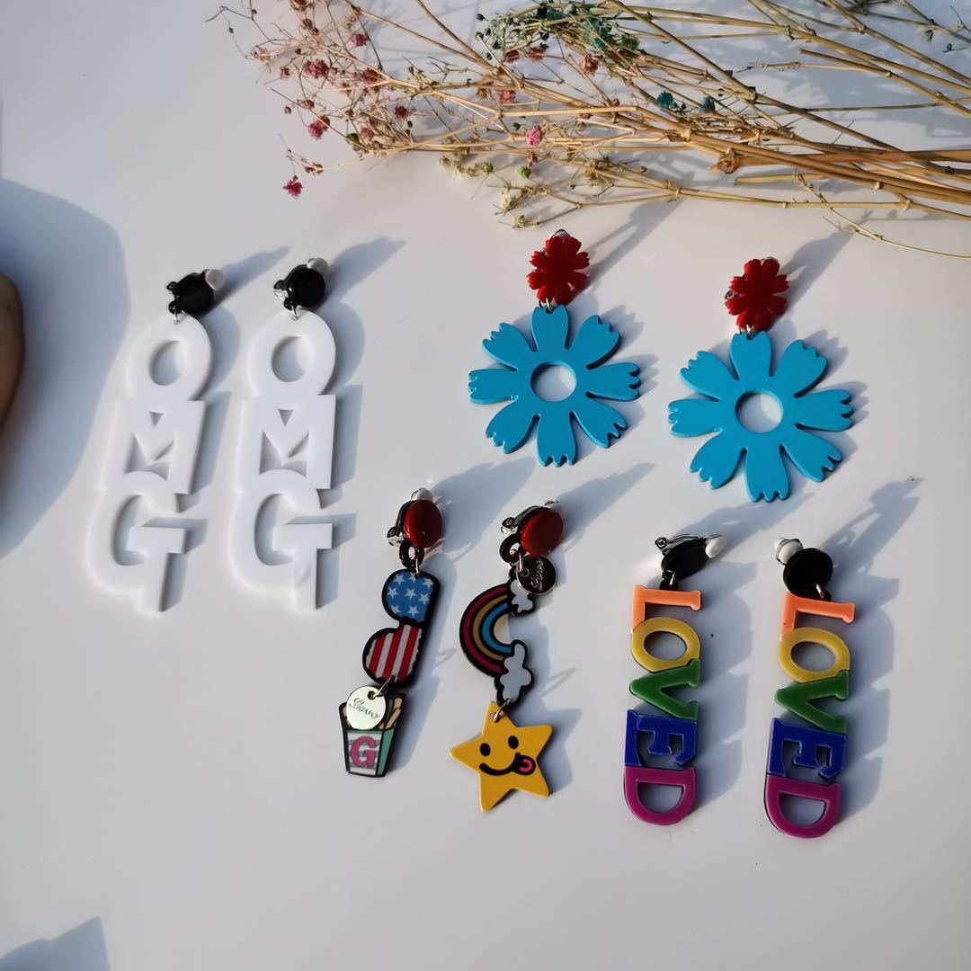 Wholesale Ear Clip Acrylic Earrings Cute Earrings ACC-ES-ChiCha002