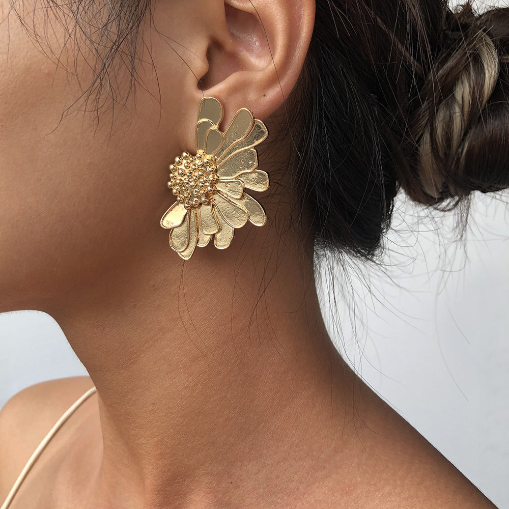 Wholesale exaggerated colorful big flower earrings