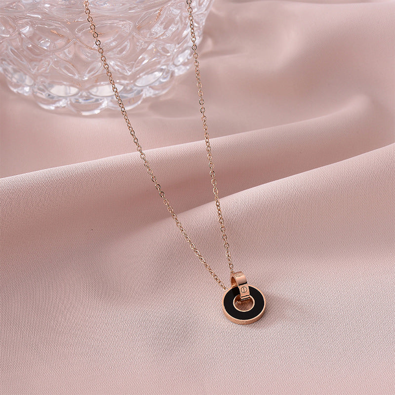 Wholesale Titanium Steel Stainless Steel Butterfly Double Ring Necklace