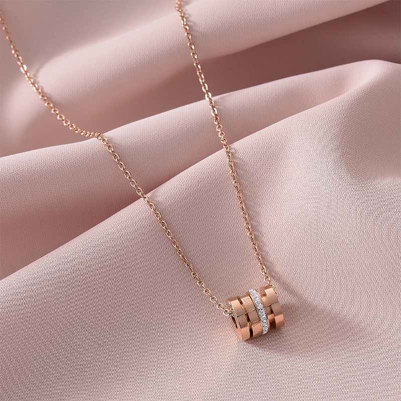 Wholesale Titanium Steel Stainless Steel Butterfly Double Ring Necklace