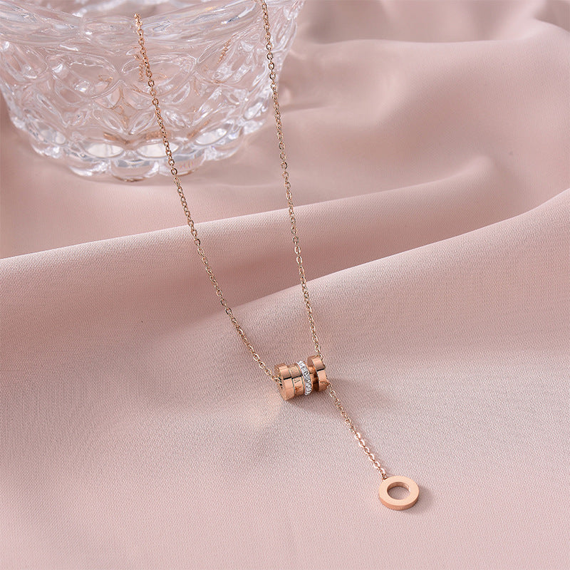 Wholesale Titanium Steel Stainless Steel Butterfly Double Ring Necklace