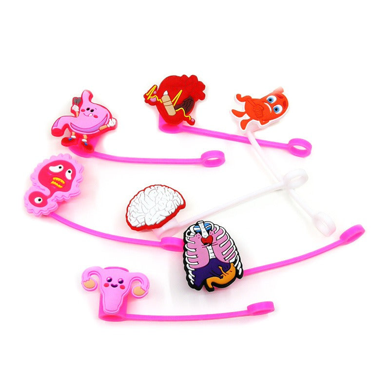 Wholesale 10pcs New Medical Dust Plug Cute Cartoon Straw Cover Straw Tube Cap ACC-SCR-YiBang003