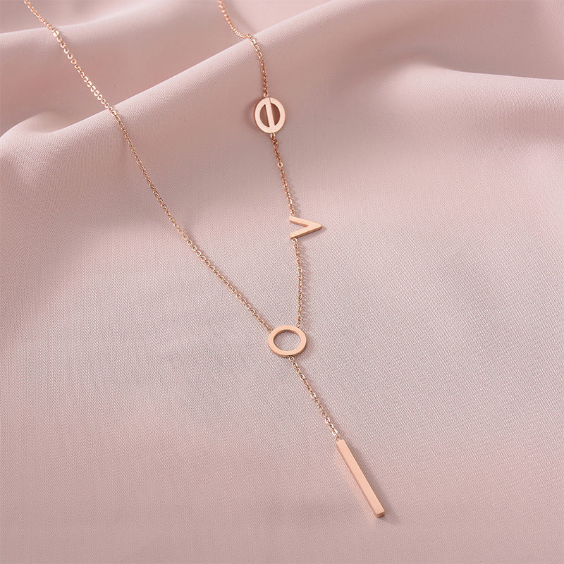 Wholesale Titanium Steel Stainless Steel Butterfly Double Ring Necklace