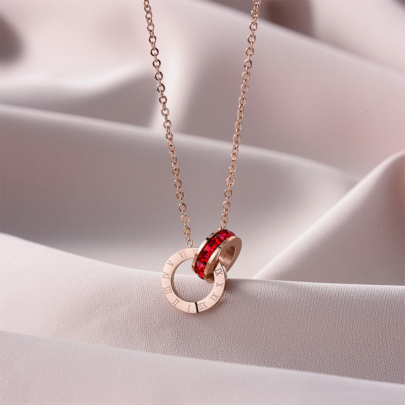 Wholesale Titanium Steel Stainless Steel Butterfly Double Ring Necklace