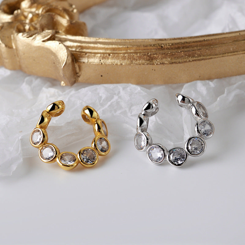 Wholesale Simple S925 Sterling Silver Round Diamond Ear Clip ACC-ES-YWE006