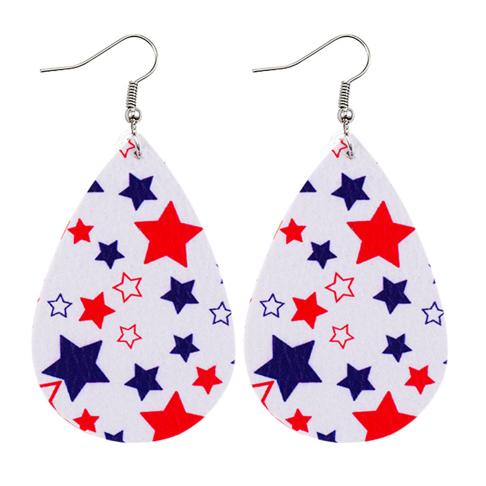 Wholesale Red  Blue and White Teardrop Leather  Western-Style Stud Earrings