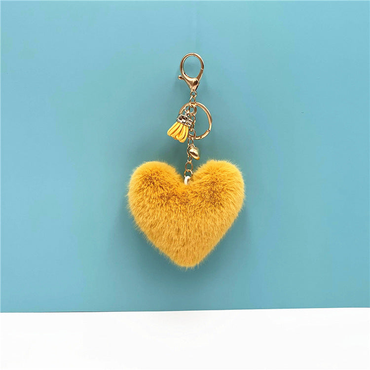 Wholesale Red Plush Heart Keychain With Tassel Cute Bag Charm Car Key Accessory Decorative Gift