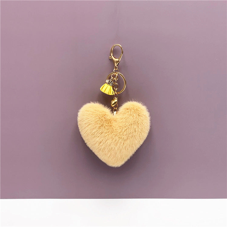 Wholesale Red Plush Heart Keychain With Tassel Cute Bag Charm Car Key Accessory Decorative Gift