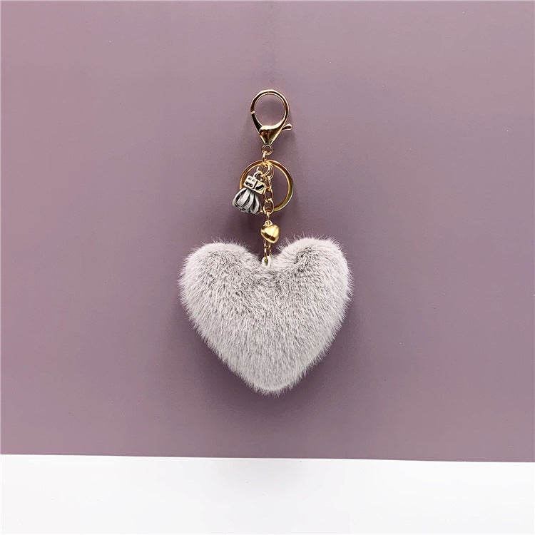 Wholesale Red Plush Heart Keychain With Tassel Cute Bag Charm Car Key Accessory Decorative Gift