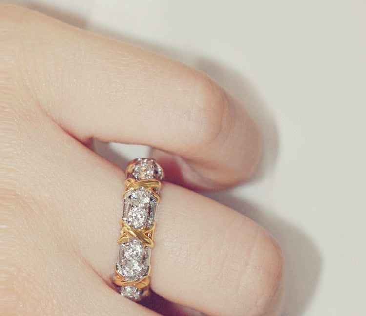 Wholesale gold plated colorful zircon ring