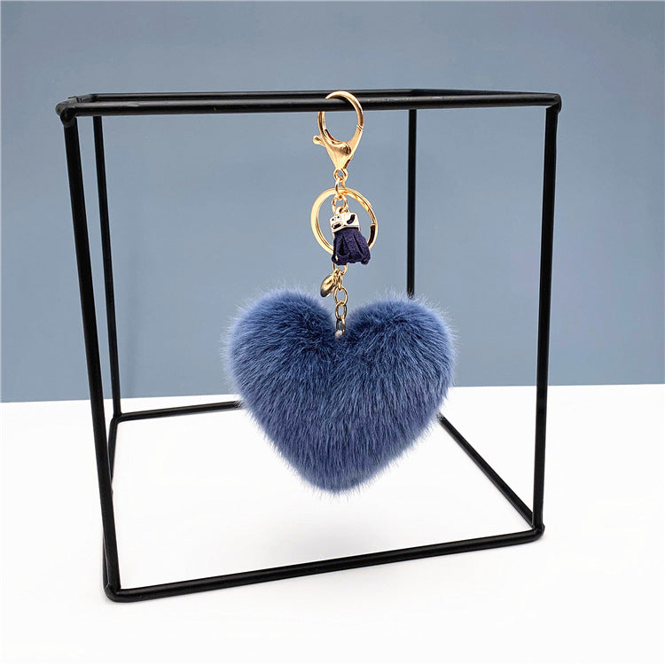 Wholesale Cartoon Heart Shaped Fur Ball Keychain ACC-KC-KaiYue005