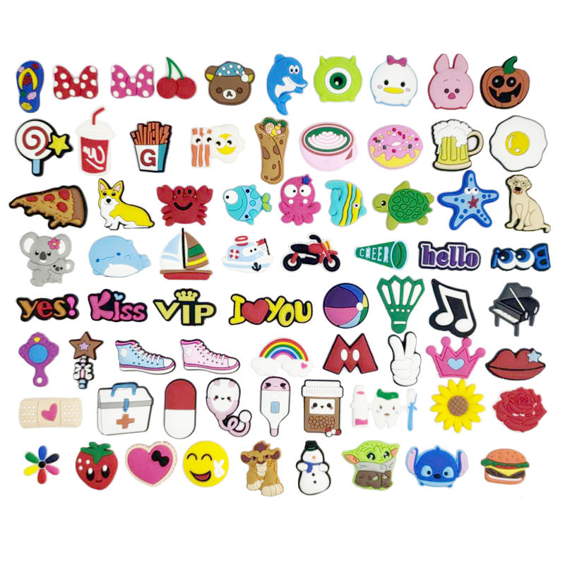 Wholesale Random 100pcs Love Garden PVC Soft Rubber Shoe Buckle Decoration ACC-SC-YiBang002