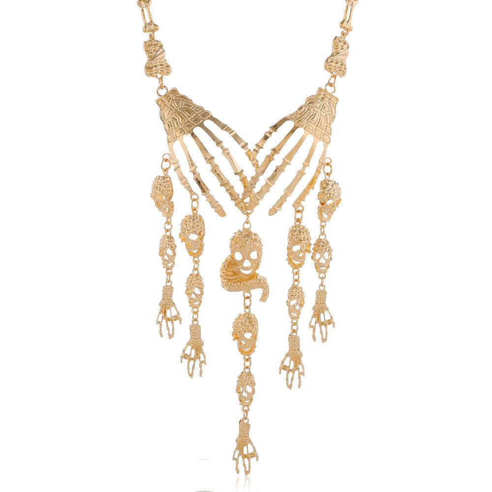 Wholesale Alloy Skull Ghost Hand Pendant Necklace  Punk Vintage Style Fashion Accessory for Resale