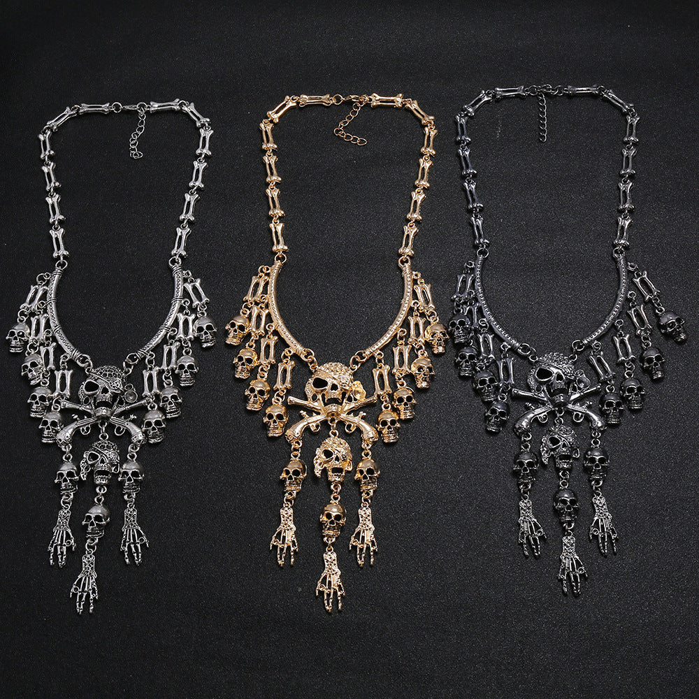 Wholesale  Alloy Skull Pirate Ghost Hand Tassel Necklace for Women Fashion Accessory
