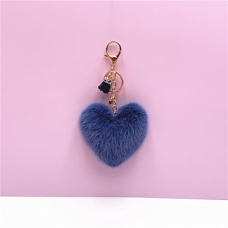 Wholesale Red Plush Heart Keychain With Tassel Cute Bag Charm Car Key Accessory Decorative Gift