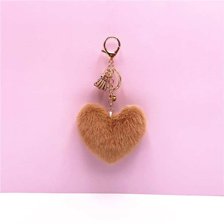 Wholesale Red Plush Heart Keychain With Tassel Cute Bag Charm Car Key Accessory Decorative Gift