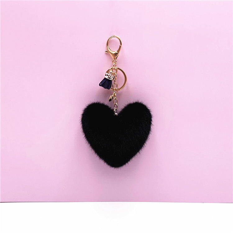 Wholesale Red Plush Heart Keychain With Tassel Cute Bag Charm Car Key Accessory Decorative Gift