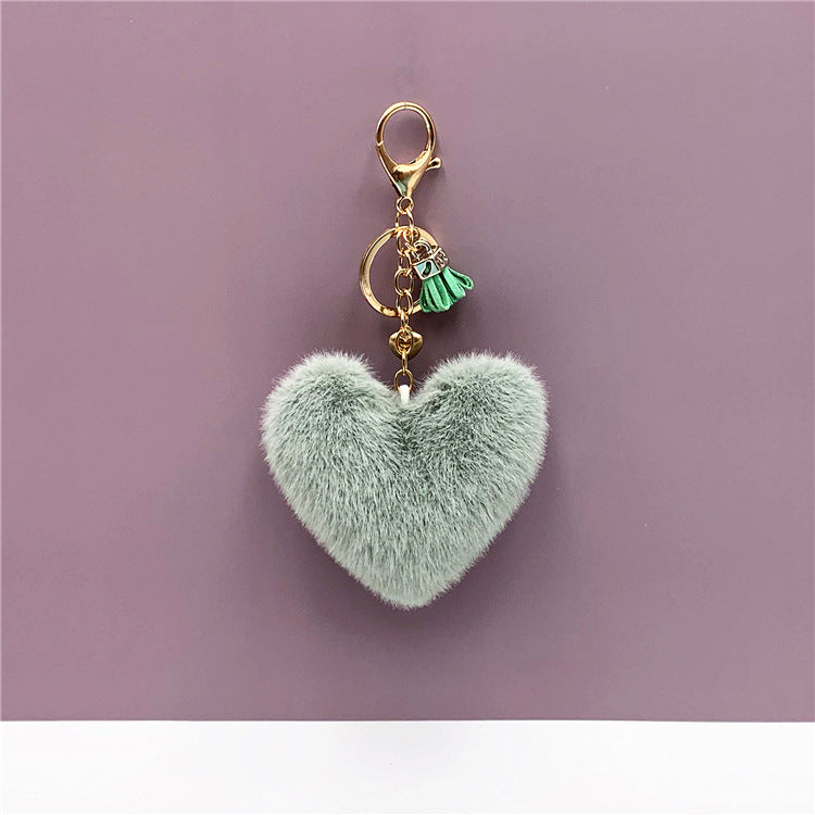 Wholesale Red Plush Heart Keychain With Tassel Cute Bag Charm Car Key Accessory Decorative Gift