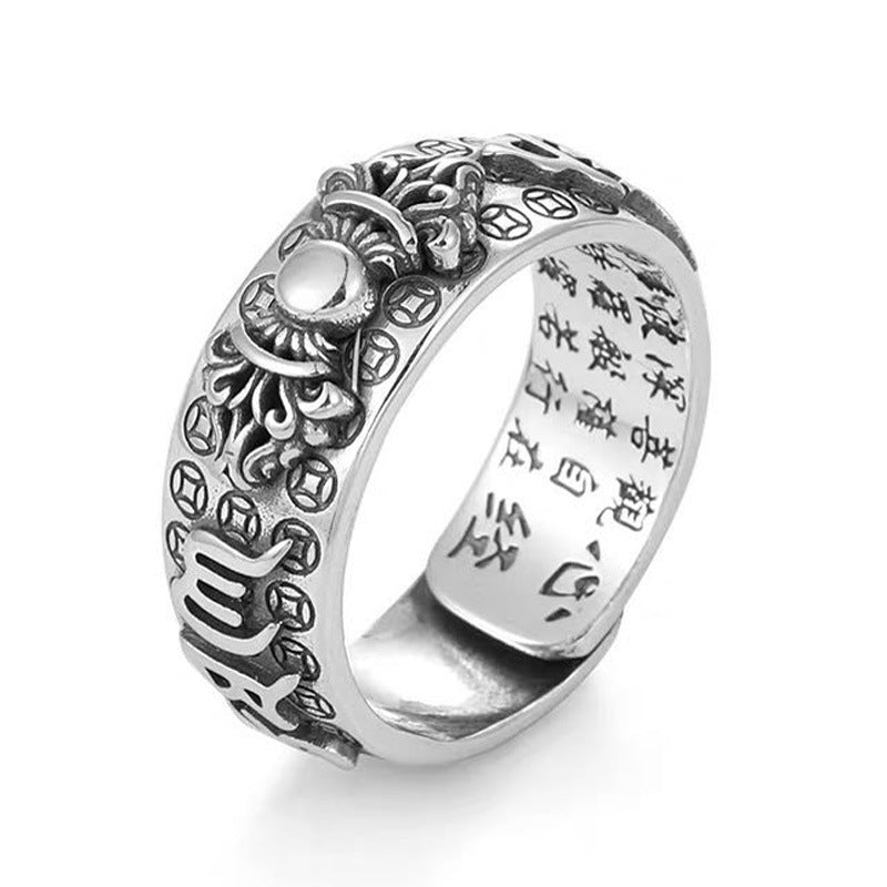 Wholesale  925 Silver Men' s Transfer Ring Opening Adjustable Ring