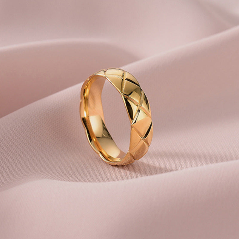 Wholesale Titanium Steel Diamond Pattern Rings