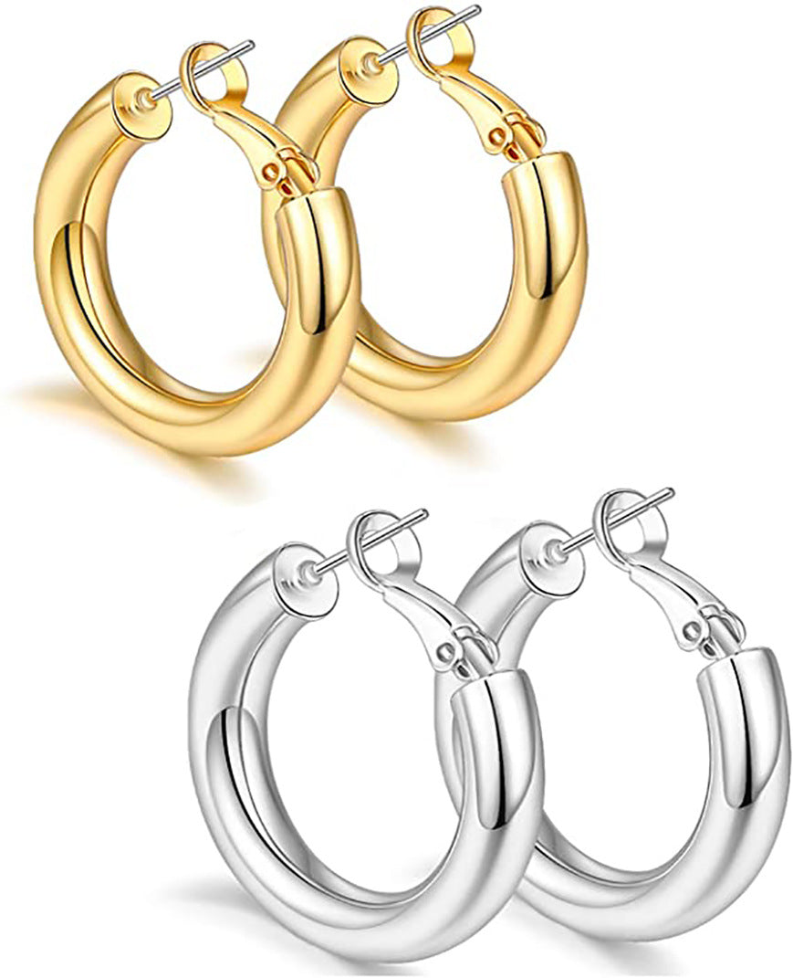 Wholesale stainless steel  C- shaped 14K earrings
