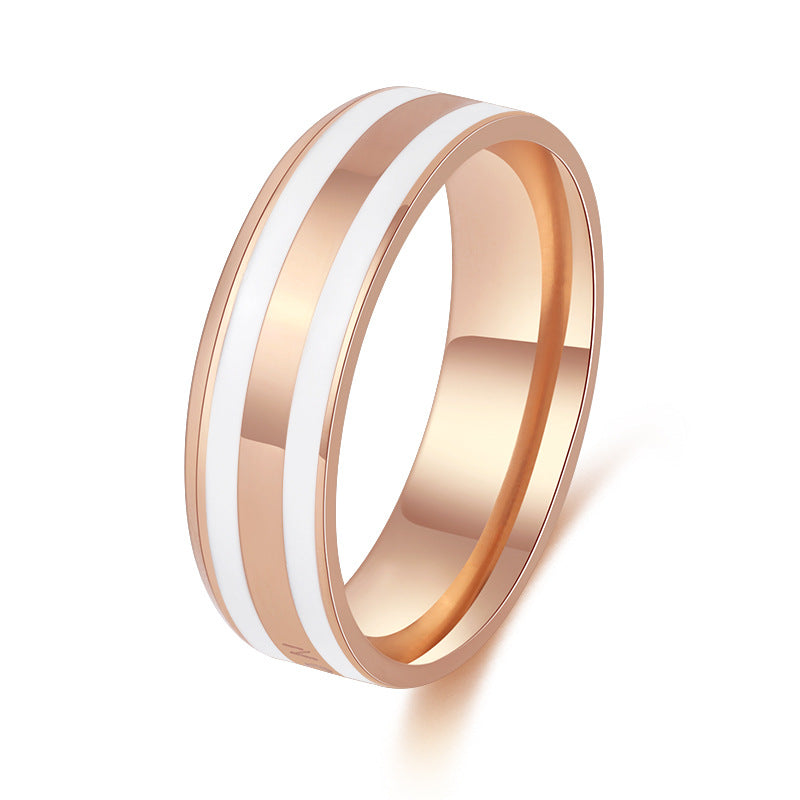 Wholesale 18K Rose Gold Oil Drop Ceramic Titanium Steel Rings ACC-RS-Hengx002