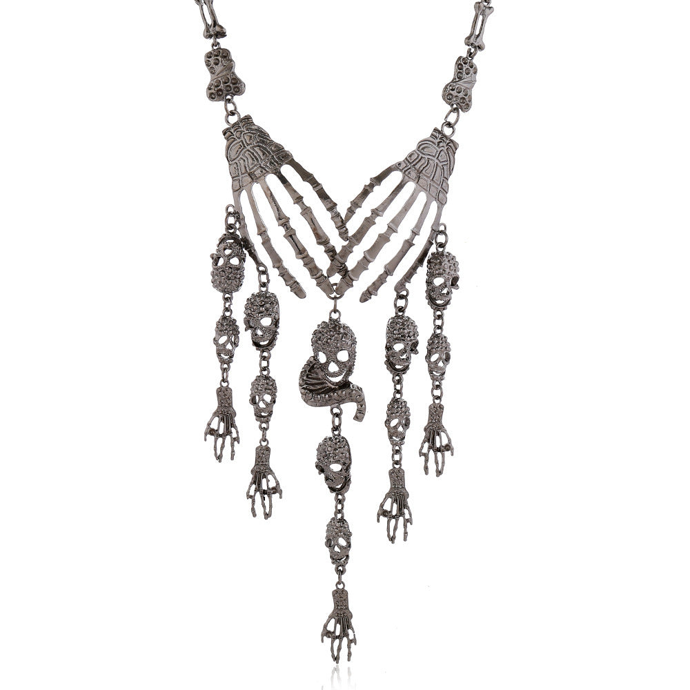 Wholesale Alloy Skull Ghost Hand Pendant Necklace  Punk Vintage Style Fashion Accessory for Resale