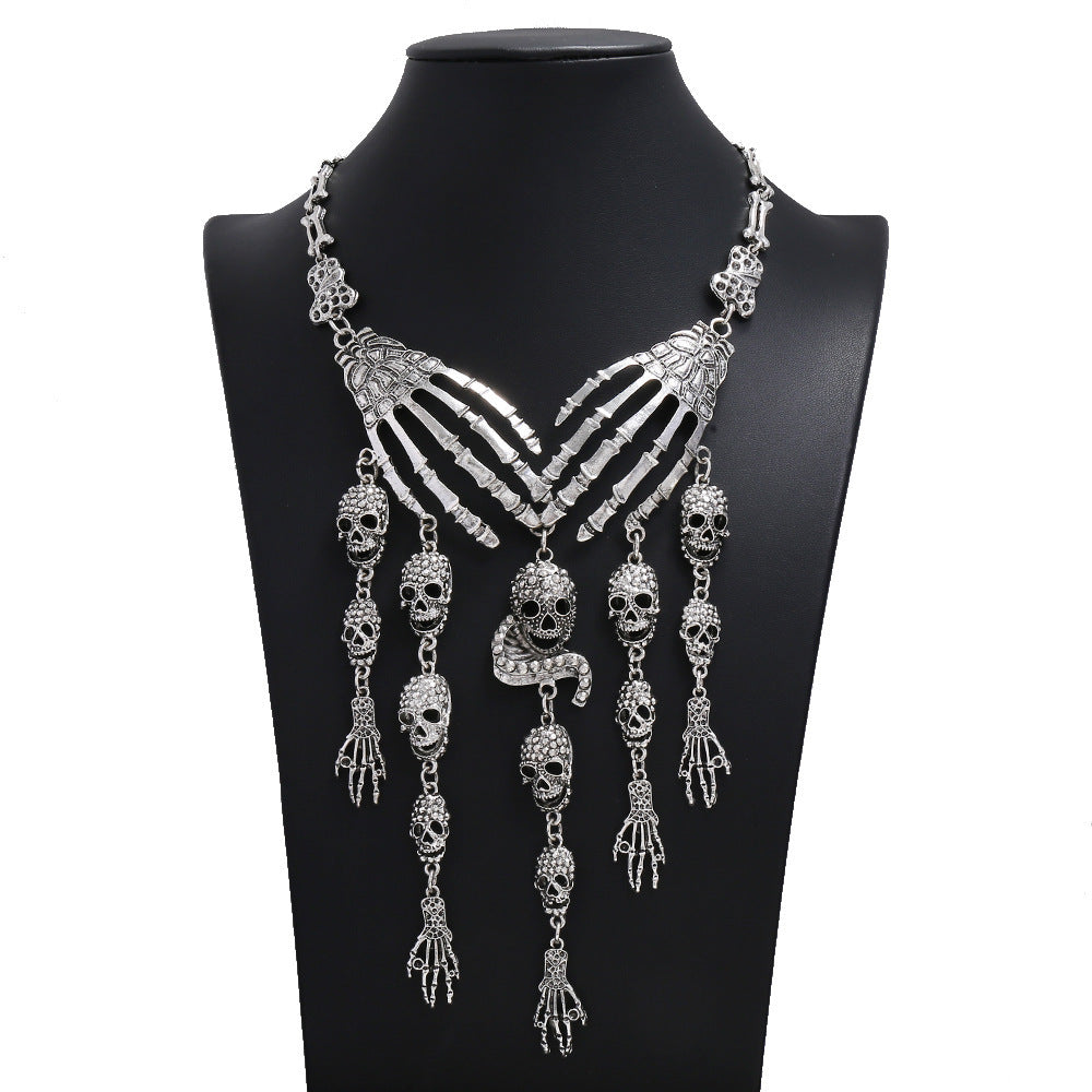 Wholesale Alloy Skull Ghost Hand Pendant Necklace  Punk Vintage Style Fashion Accessory for Resale