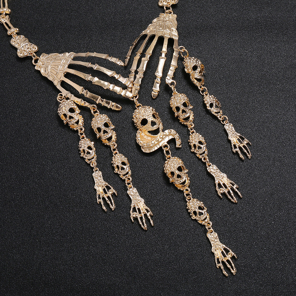 Wholesale Alloy Skull Ghost Hand Pendant Necklace  Punk Vintage Style Fashion Accessory for Resale