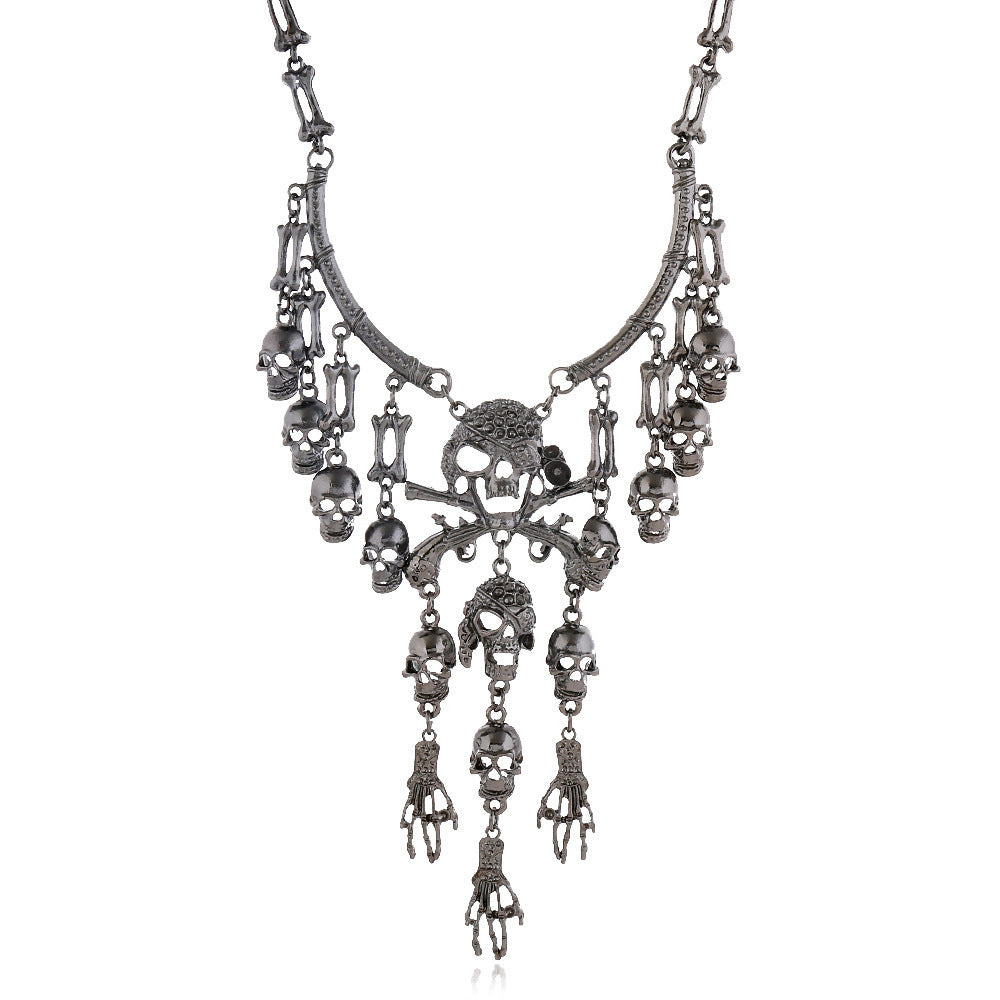 Wholesale  Alloy Skull Pirate Ghost Hand Tassel Necklace for Women Fashion Accessory