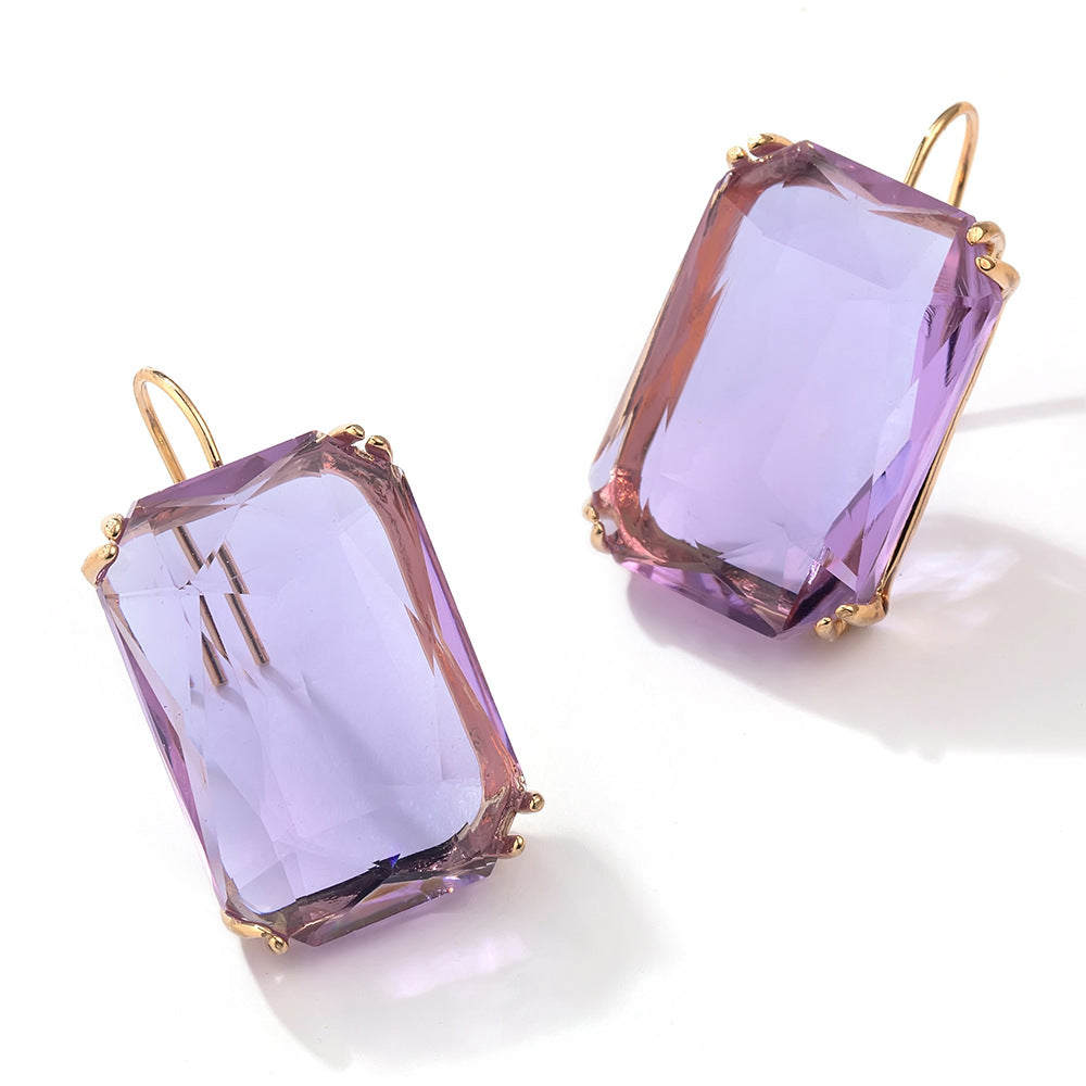 Wholesale  Color Transparent Square Zircon Earrings