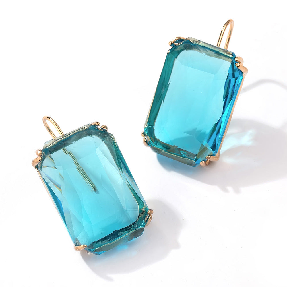 Wholesale  Color Transparent Square Zircon Earrings