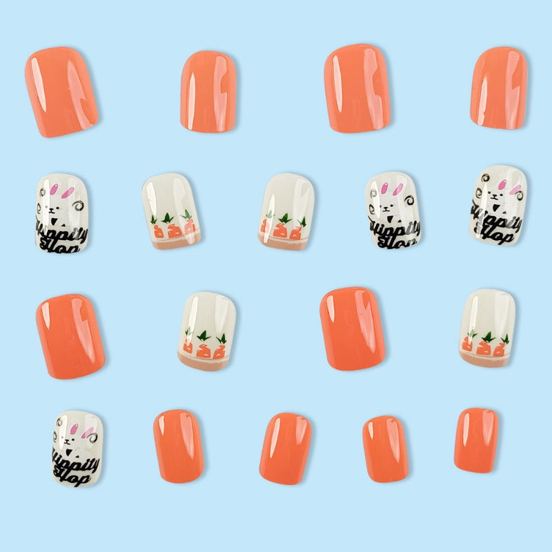 Wholesale 24 Pieces/box Easter Carrot Cartoon Bunny Nails Kits Nail Stickers ACC-NS-QXJ001