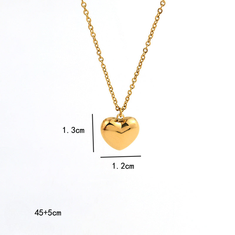 Wholesale 18K Gold Stainless Steel Love Pendant Earrings Heart Shaped Necklaces ACC-NE-GuDi015