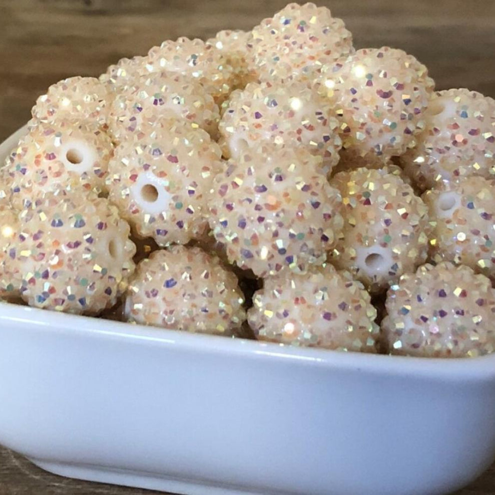 Wholesale 5pcs Beige AB Colored 16MM-22MM Resin Diamond Beads ACC-BDS-NiJia062