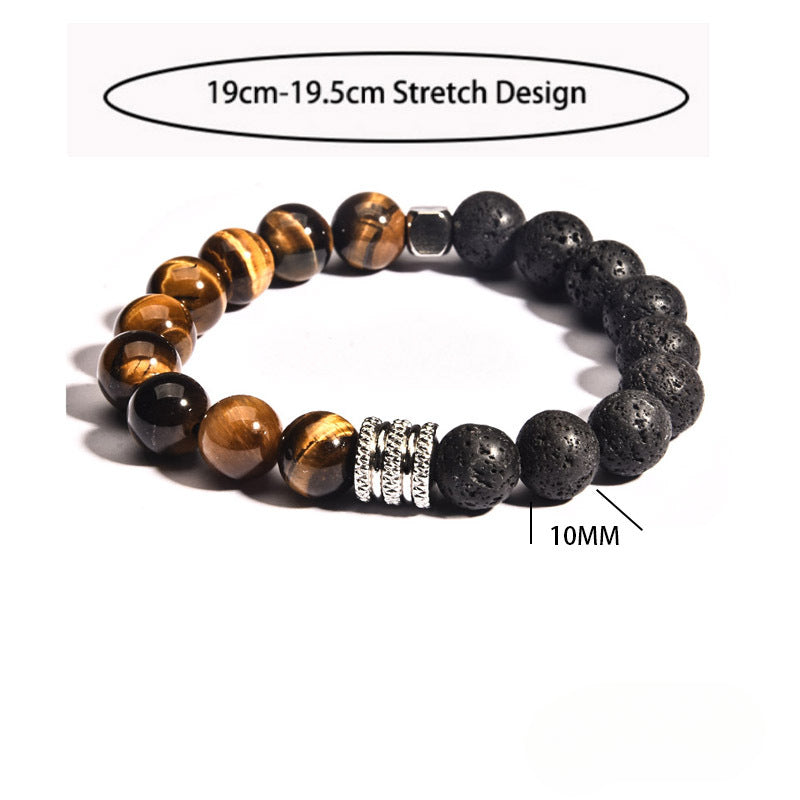 Wholesale Stainless Steel Men's Bracelet Tiger Eye Stone Volcanic Stone Bracelet ACC-BT-zhixiang014
