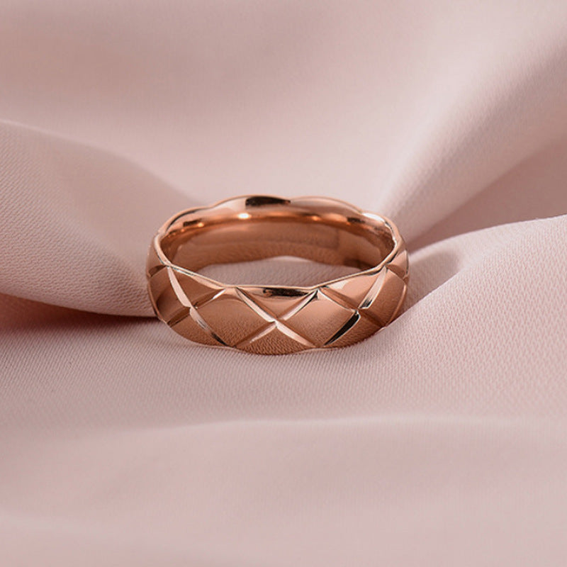 Wholesale Titanium Steel Diamond Pattern Rings