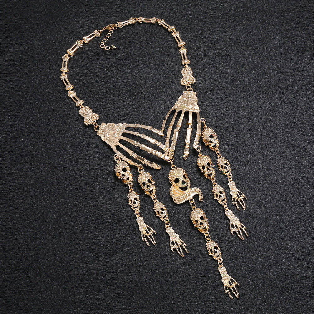 Wholesale Alloy Skull Ghost Hand Pendant Necklace  Punk Vintage Style Fashion Accessory for Resale
