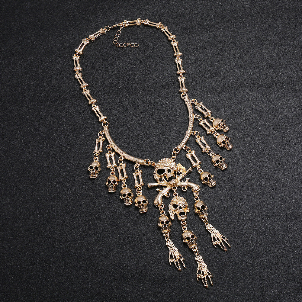 Wholesale  Alloy Skull Pirate Ghost Hand Tassel Necklace for Women Fashion Accessory