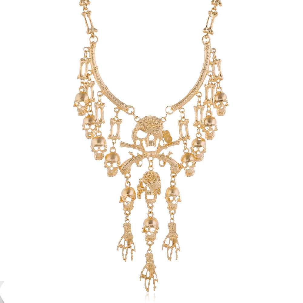 Wholesale  Alloy Skull Pirate Ghost Hand Tassel Necklace for Women Fashion Accessory