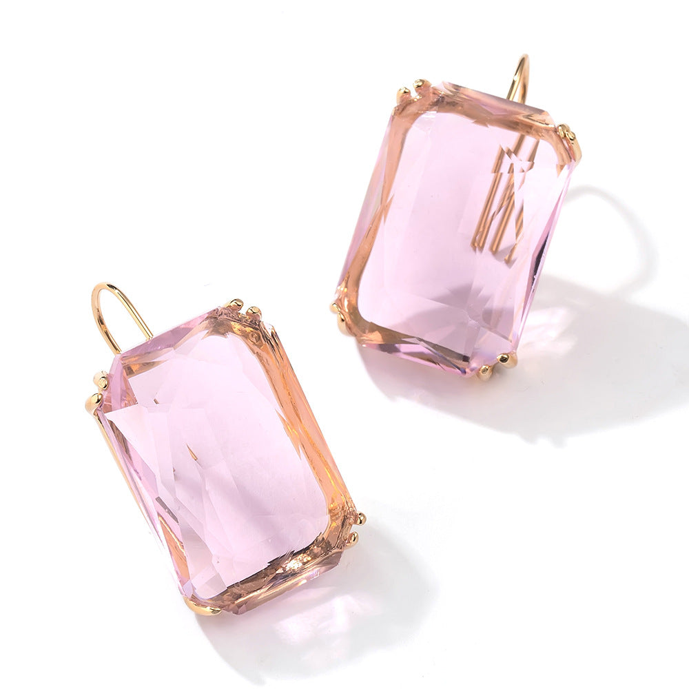 Wholesale  Color Transparent Square Zircon Earrings
