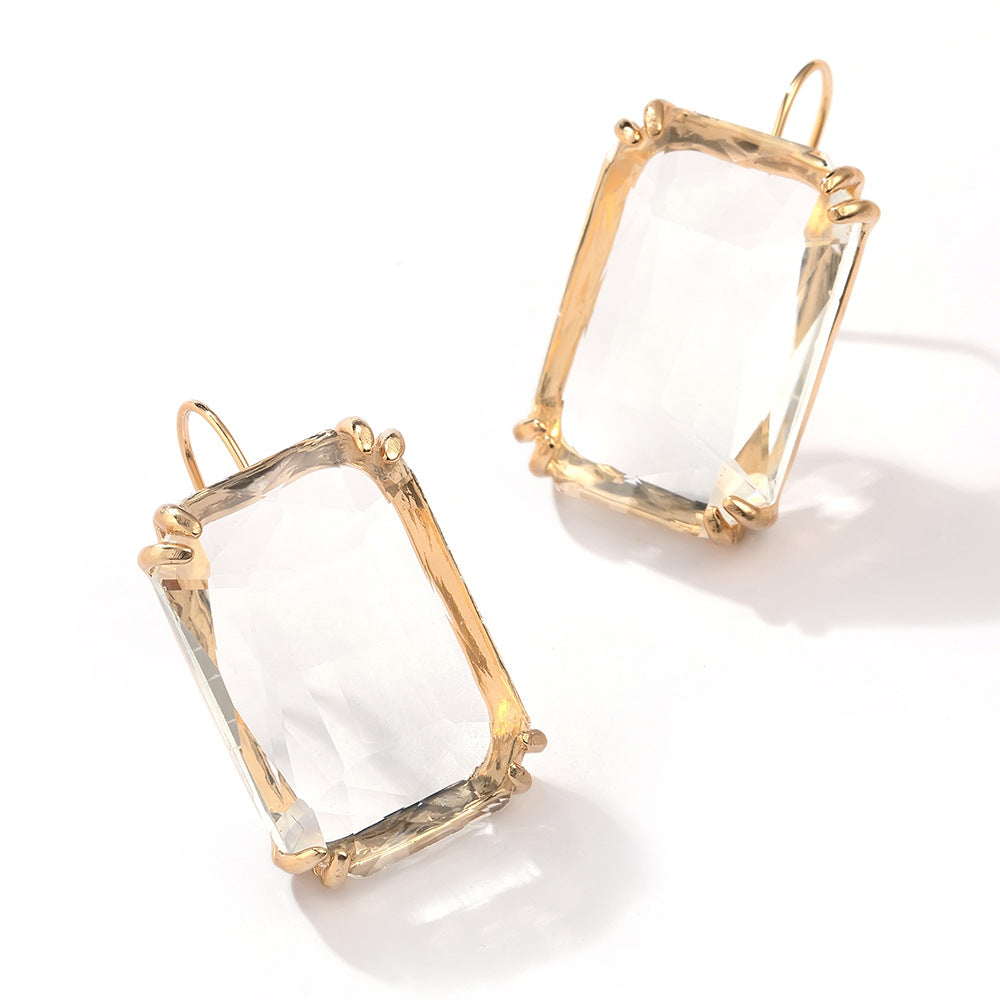 Wholesale  Color Transparent Square Zircon Earrings
