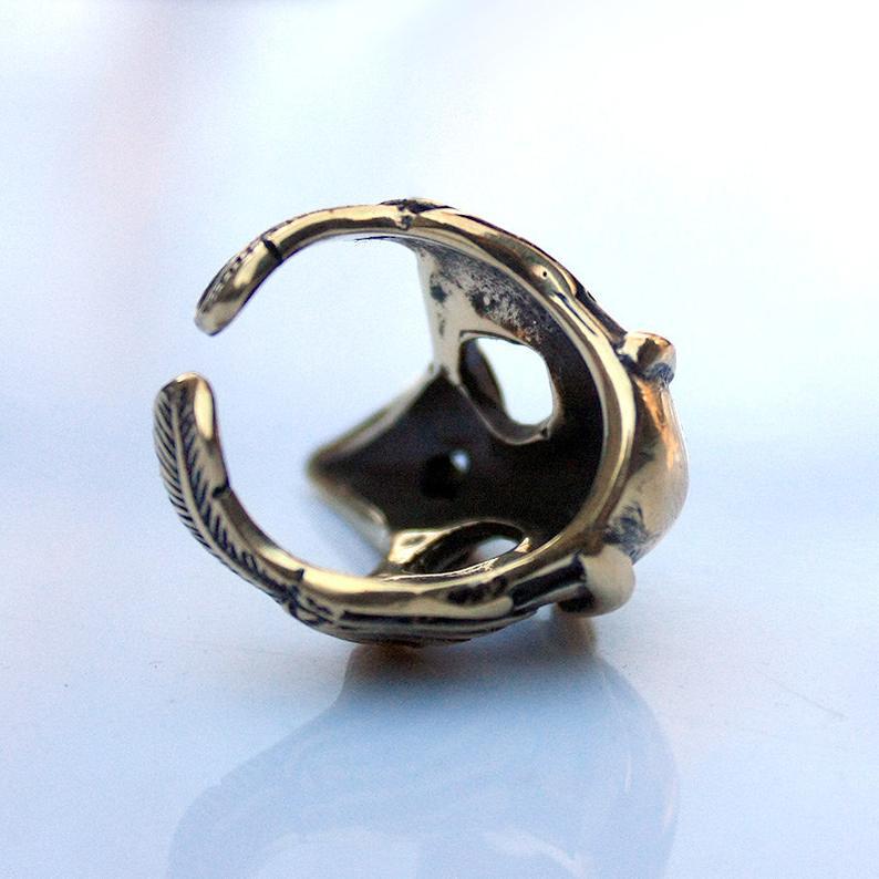 Wholesale Ancient Bronze 3D Crow Skull Ring  Gift Fashion Accessory