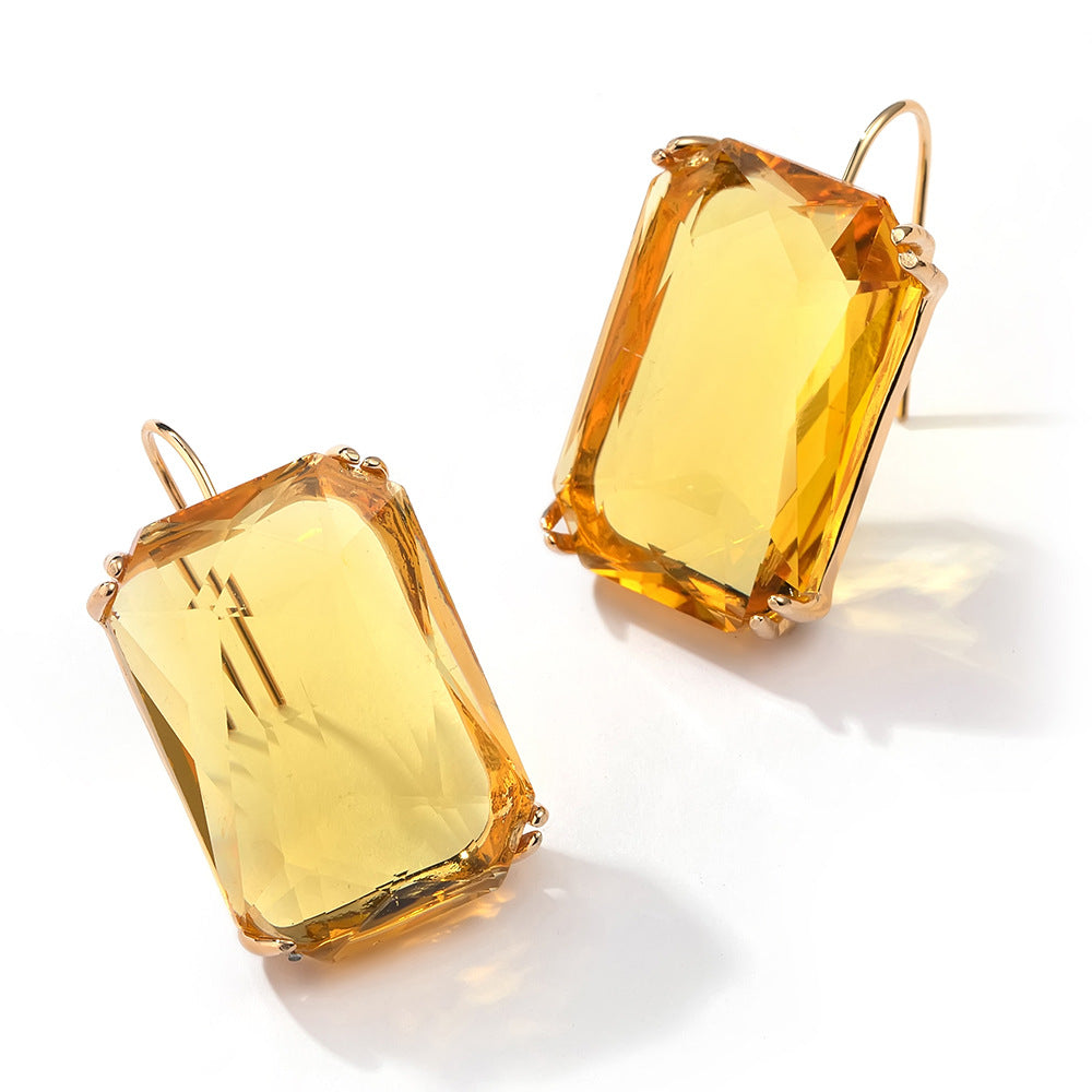 Wholesale  Color Transparent Square Zircon Earrings