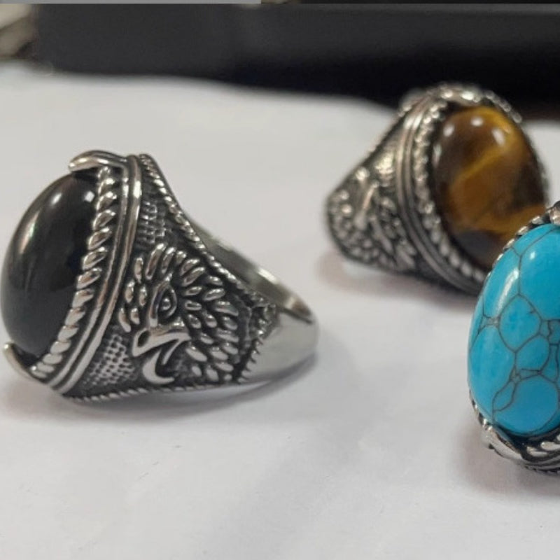 Wholesale Eagle Gemstone Stainless Steel Ring ACC-RS-Moer011